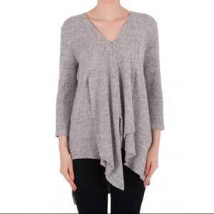 JOSEPH RIBKOFF Gray V-neck Tunic Asymmetrical Top